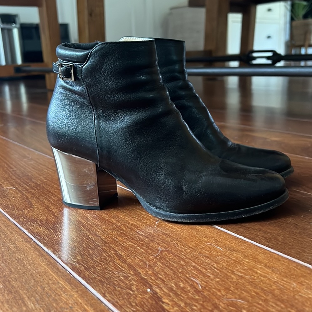 Jimmy Choo Black Napa Leather Ankle Boots Size 36.5